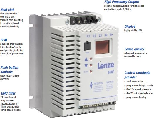 Lenze SMD frequency inverter versatile series | Lenze ESMD AC Tech